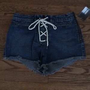 BDG Lace Up Denim Jean Shorts Size 27 NWT